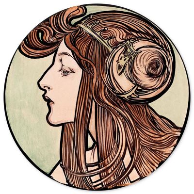 Wall circle In profile Alphonse Mucha - 30 cm - wall circle