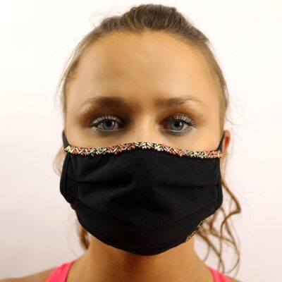 Adara hand beaded face mask - Black