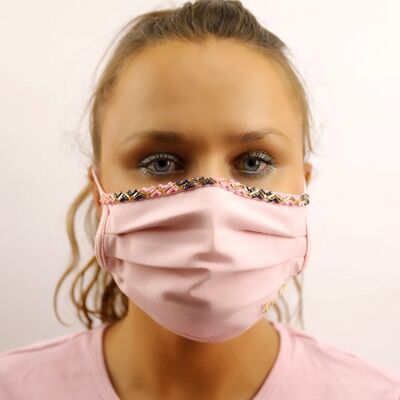 Adara hand beaded face mask - Pink