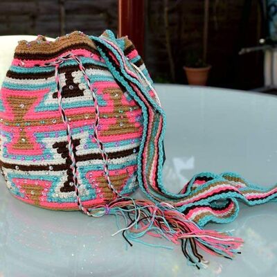 Small embellished multi-colour Wayuu shoulder bag