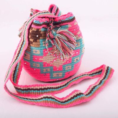 Small embellished multi-colour Wayuu bag