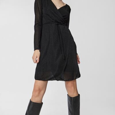 BELLAGIO Short Wrap Dress in Black