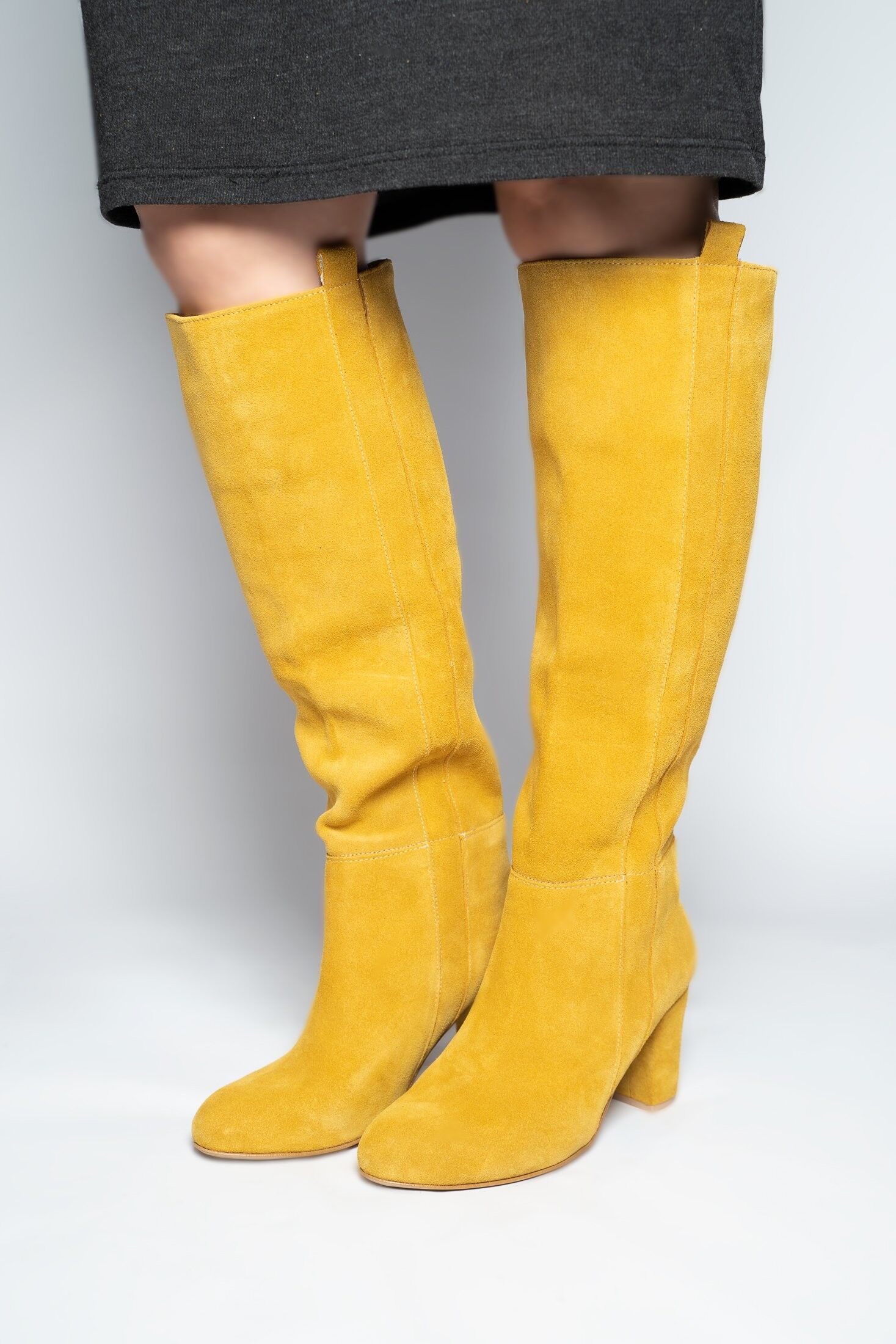 Buy wholesale Mustard yellow over knee boots