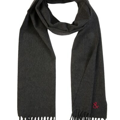 Plain anthracite gray wool scarf