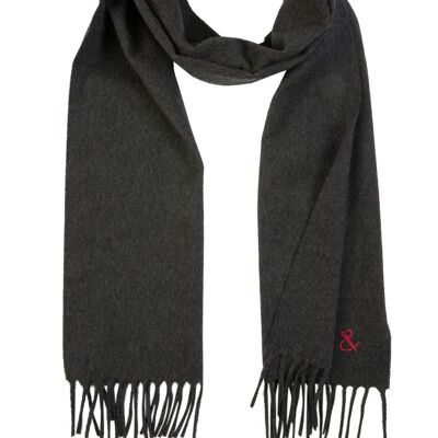 Plain anthracite gray wool scarf