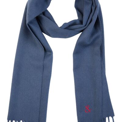 Plain blue denim wool scarf