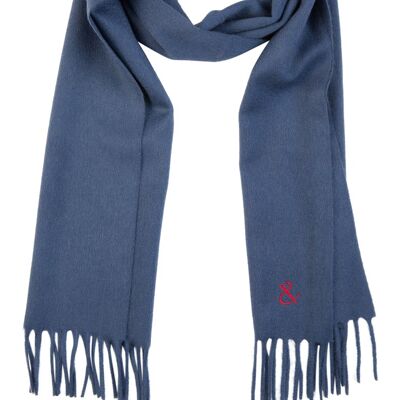 Plain blue denim wool scarf