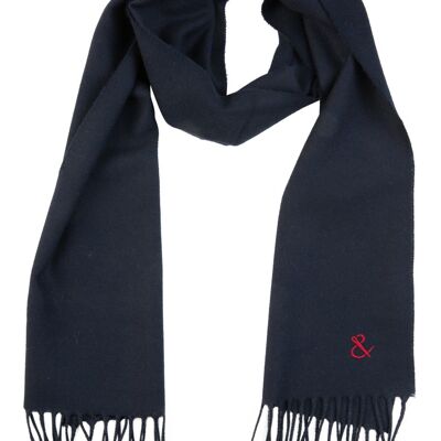 Plain navy blue wool scarf