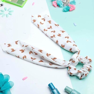 Chouchou Foulard Blanc Motifs - Jina