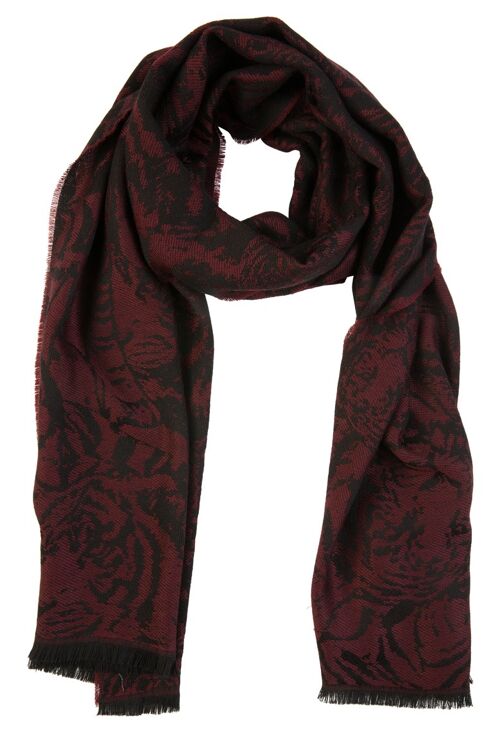 Écharpe en laine motif tigre rouge