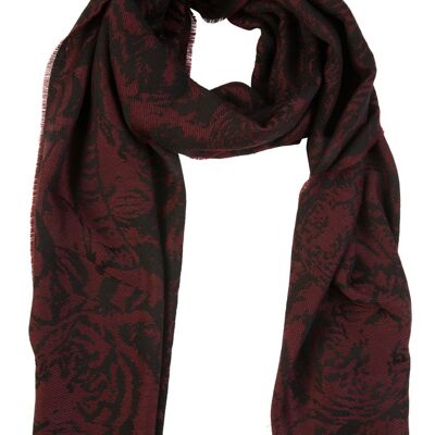 Bufanda de lana con estampado de tigre rojo