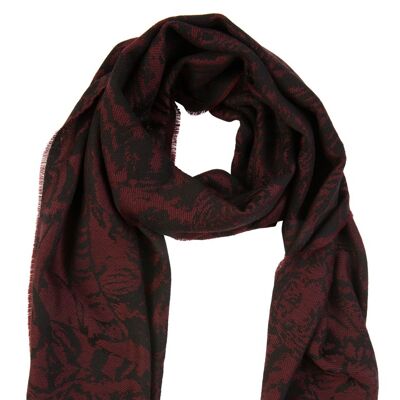 Red tiger pattern wool scarf