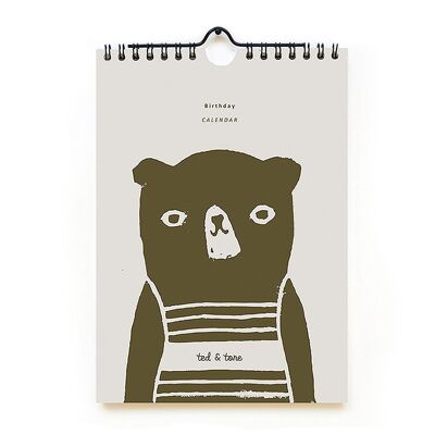 Birthday calendar bears A4