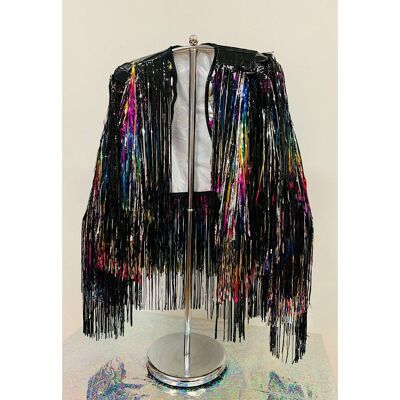 Sample Black, Rainbow and Silver Tinsel Jacket Size 10