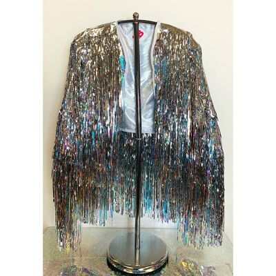 SAMPLE Moondust Silver and Iridescent Tinsel Jacket Size 16