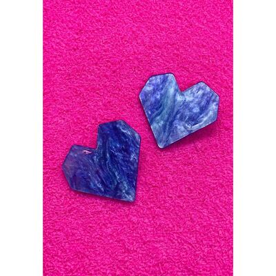 Pack of 2 Purple Heart Resin Hair Clips