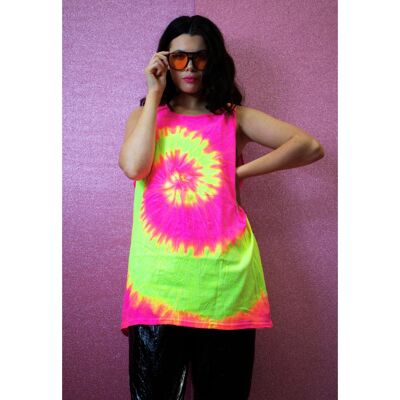 Neon Pink and Yellow Tie Dye Tank Top