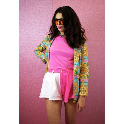 Two Tone Pink Colour Block Flowing Shorts