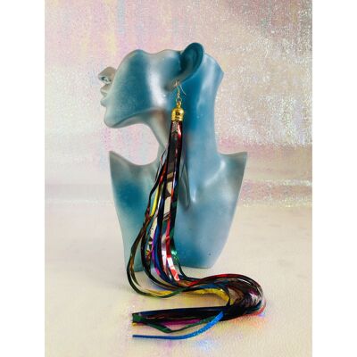 Rainbow Tinsel Earrings Long #90