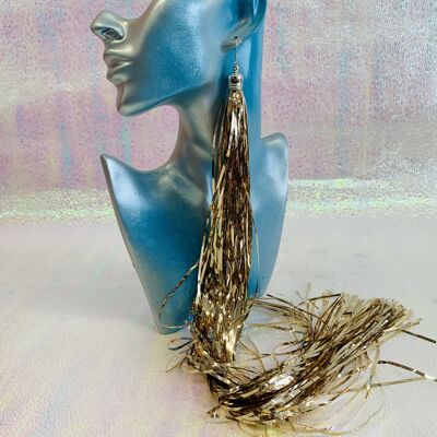 Zero Waste tinsel earrings #52 - Gold