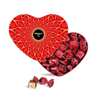 Soft milk chocolate red heart nougat