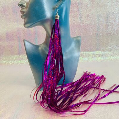 Zero Waste tinsel earrings #26 - Purple