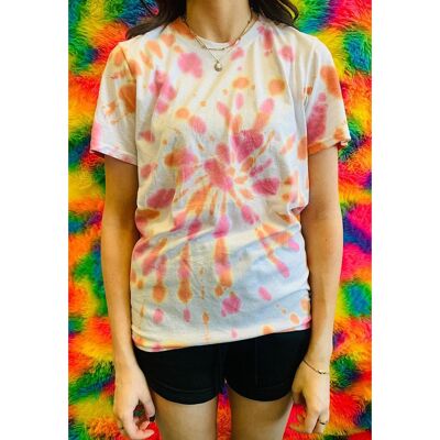 Vintage Tie Dye T-Shirt Small Pink and Orange