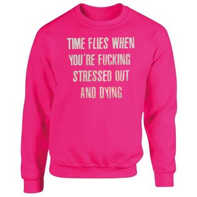 Time Flies Pink Unisex Sweater ONE WEEK PRE-ORDER