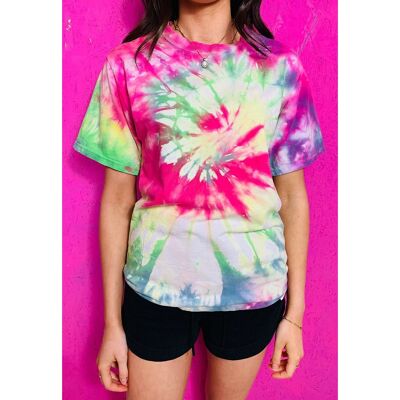 Vintage Tie Dye T-Shirt Small Pink Green Purple