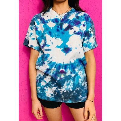 Vintage Tie Dye T-Shirt Medium White Blue Purple