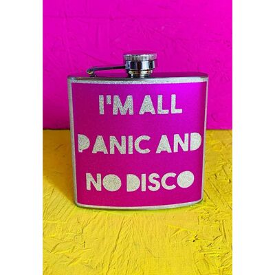 I'm All Panic and No Disco Pink Glitter Hip flask