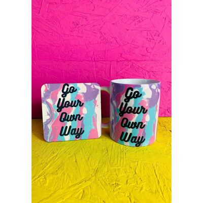 Go Your Own Way Slogan Mug and Coaster Gift Set