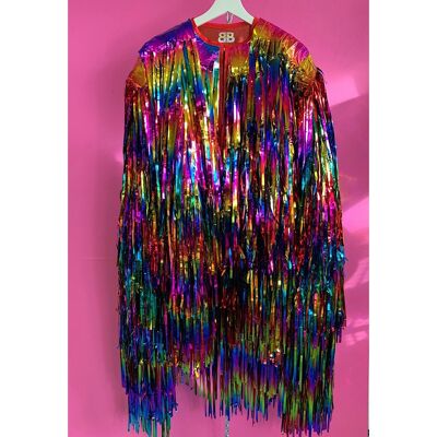 Rainbow Ombre Cascade Tinsel Jacket (Made to Order)