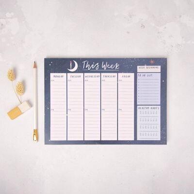 Peaceful Night Weekly Planner Desk Pad