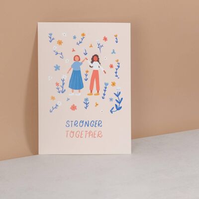 Stronger Together' Illustrierter Wand-Kunstdruck für Frauen