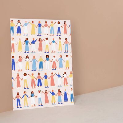 Donne che sostengono le donne Illustrate A4 Print