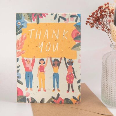 Thank You' Floral Recycled Seeded Paper Greetings Card