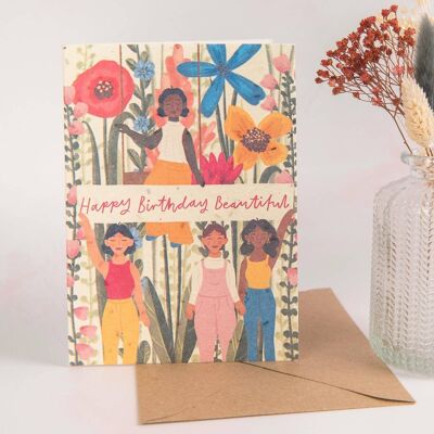 Carte de papier ensemencé recyclé Happy Birthday Beautiful