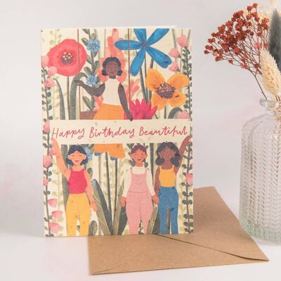 Happy Birthday Beautiful' Recycled Seeded Paper Card