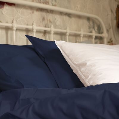 Drap Housse 90x200 "Bleu Ténébreux" en Percale de Coton 100 % Biologique