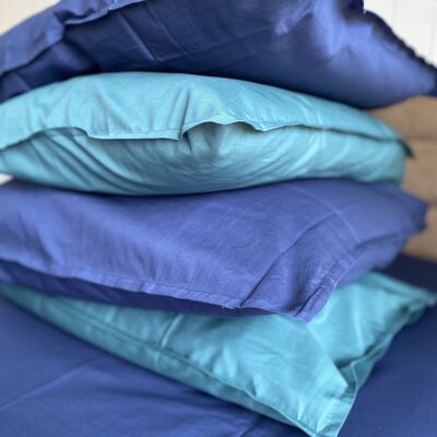 "Dark Blue" Fitted Sheet 180x200 in 100% Organic Cotton Percale