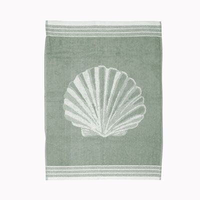 Kitchen towel "Seashells" color GREEN Cotton 100% Organic
