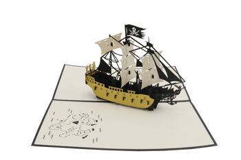 Carte pliée 3D de bateau de pirate 1