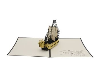 Carte pliée 3D de bateau de pirate 3