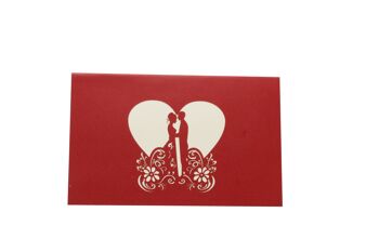 Carte pop-up de couple de mariage qui s'embrasse carte pliante 3d 2