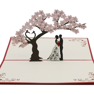 Carte pop-up de couple de mariage qui s'embrasse carte pliante 3d