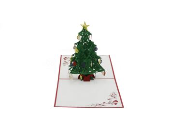 Carte pop-up sapin avec boules carte pliée 3d 2