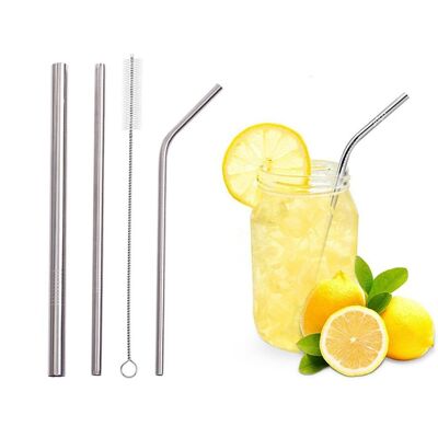 4 straight stainless steel straws