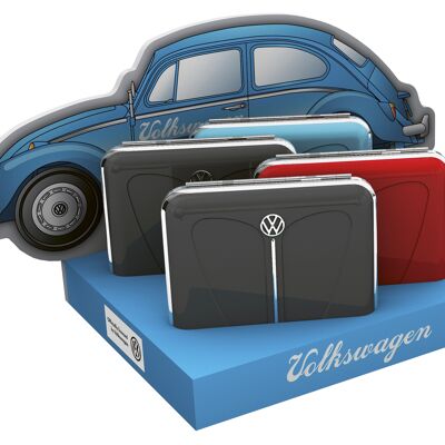 VOLKSWAGEN VW Beetle Pitillera en caja de regalo, set de 8 piezas en 4 colores en expositor