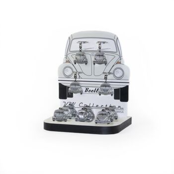 VOLKSWAGEN VW Coccinelle Porte-clés avec jet pour les chariots d'achat en boîte cadeau, set de 12 pièces en display – aspect argent antique 1